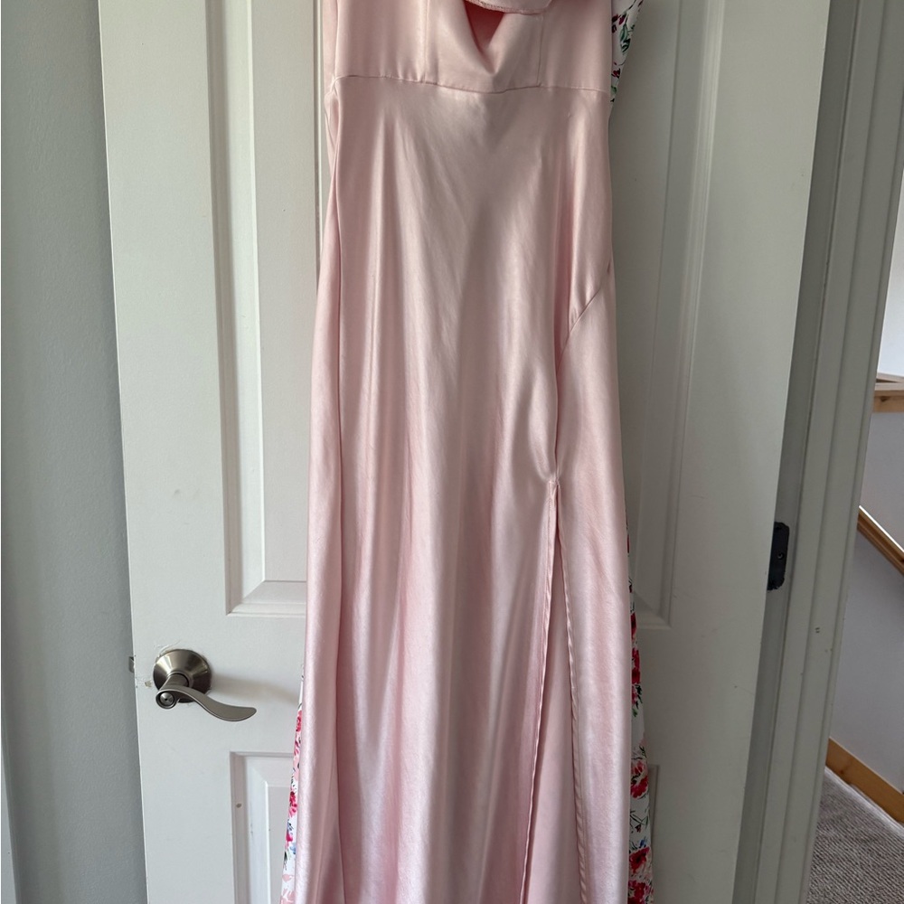 PromGirl Elegant Pink Satin Gown